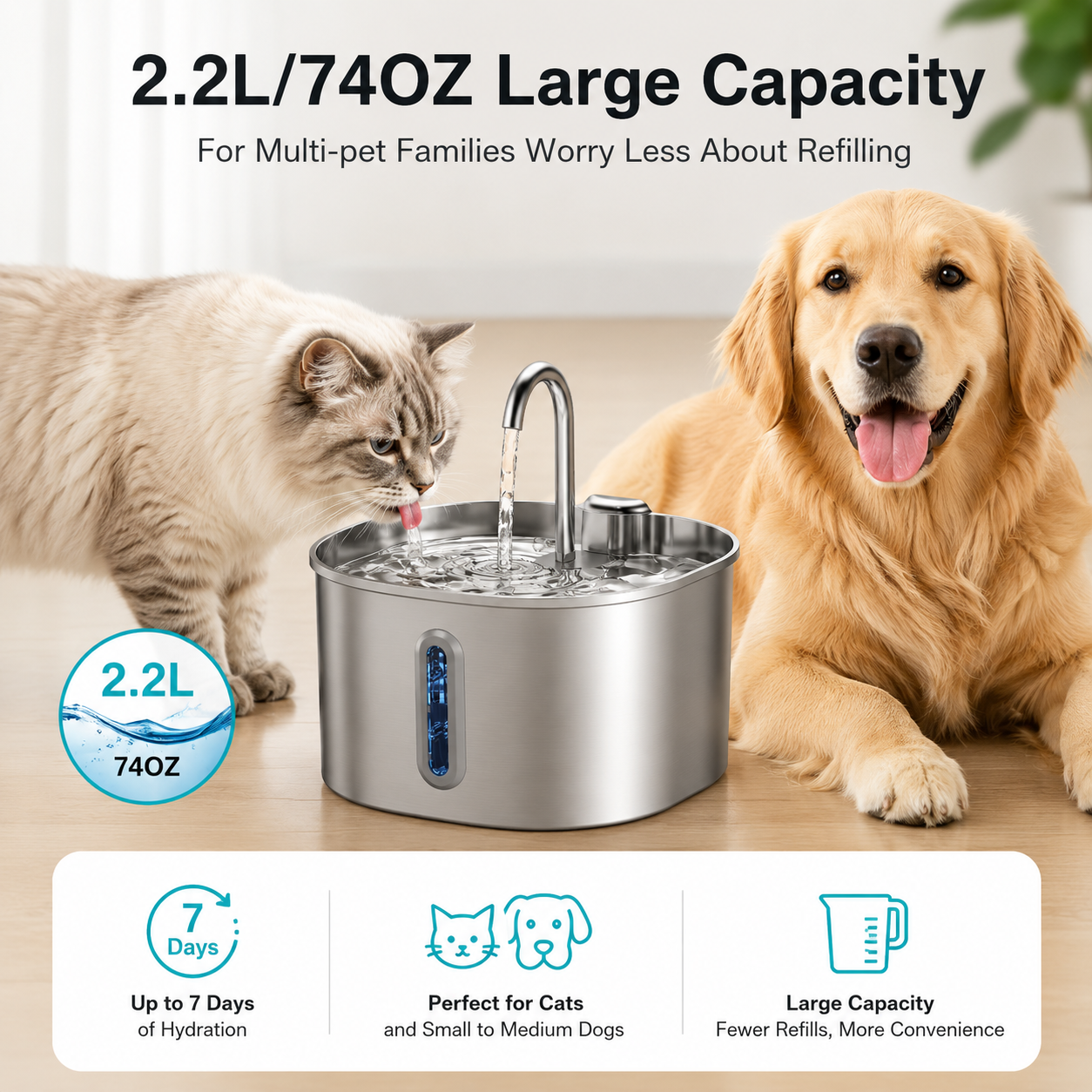 Stainless Steel Pet Fountain